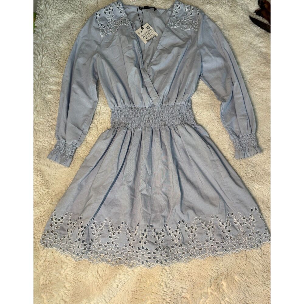 Zara NWT Blue Eyelet Dress